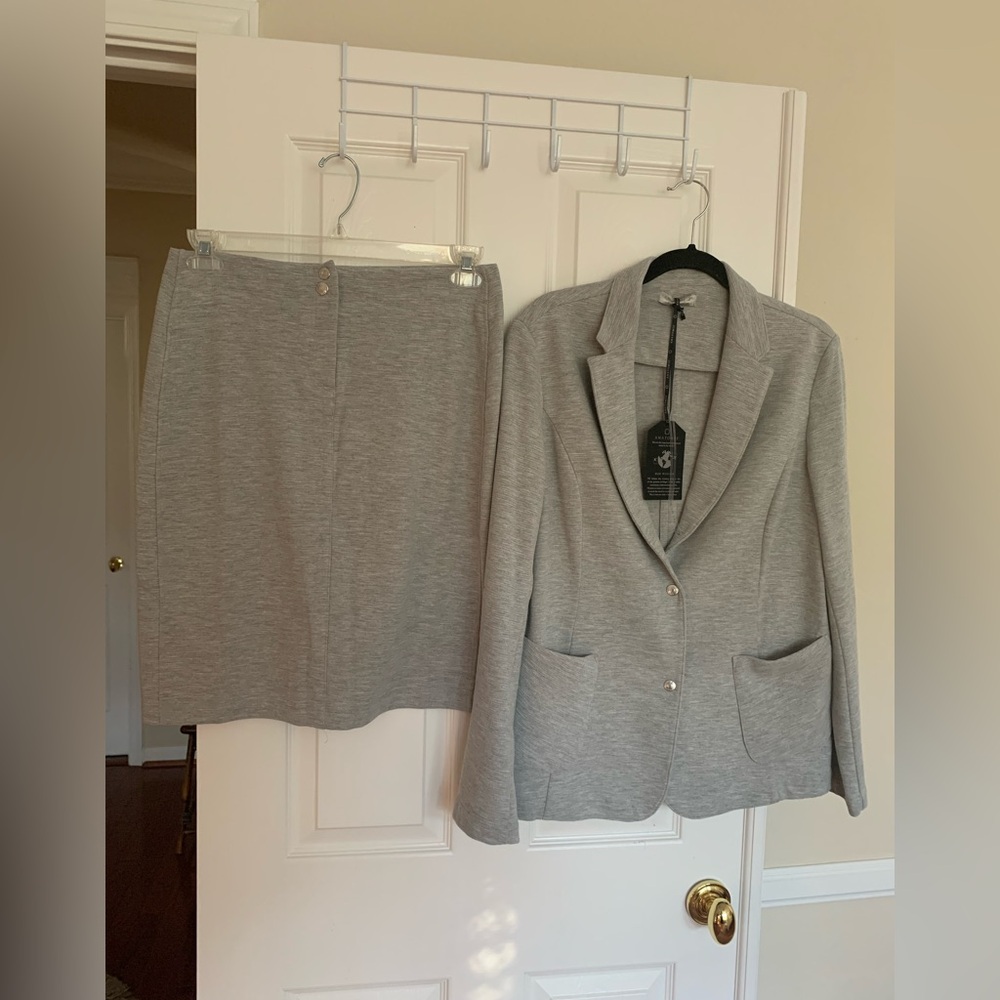 NWT Anatomie Suit: Gray Blazer & Skort, Stretch Cotton Blend, XL
